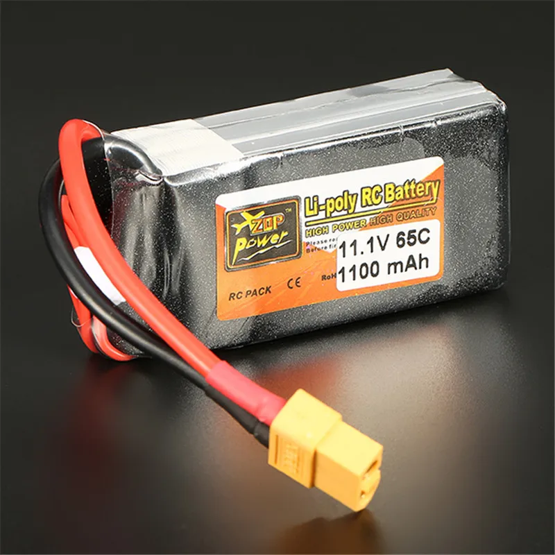 ZOP power 11 1 V 1100mAh 65C 3S перезаряжаемая Lipo батарея XT60 разъем для радиоуправляемой