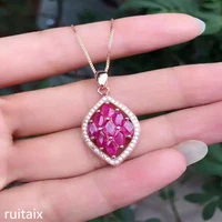 kjjeaxcmy boutique jewels 925 sterling silver enchased natural ruby female pendant necklace diamond shaped shaped jewelry ant