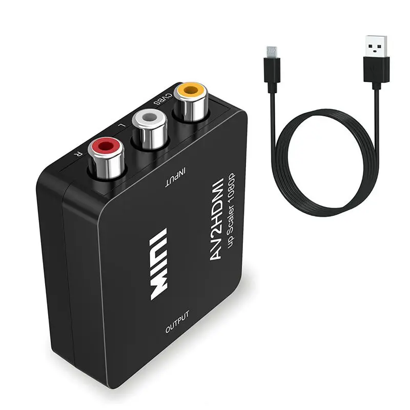 RCA к HDMI 1080P Мини композитный CVBS AV видео аудио конвертер адаптер Поддержка PAL/NTSC с USB кабель для