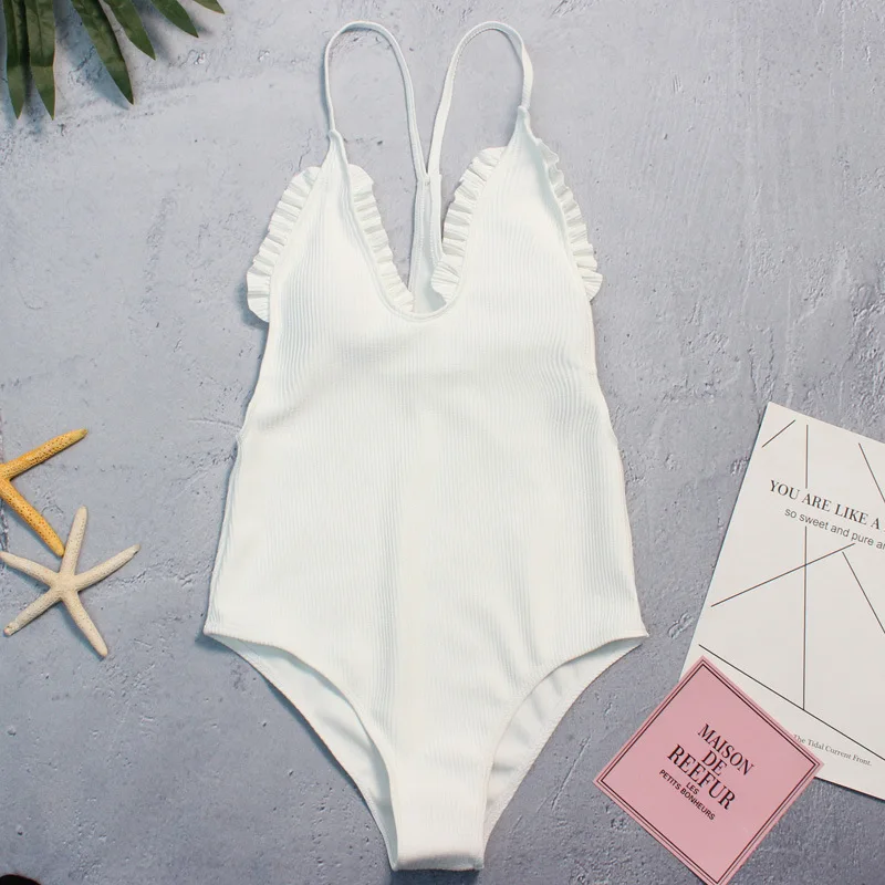 2018 New Purfle Sexy Bikini Push Up Women Swimsuit One Piece Suits V Neck Bathing Suit Halter Beach Wear Femme Bodysuit Swimwear | Спорт и