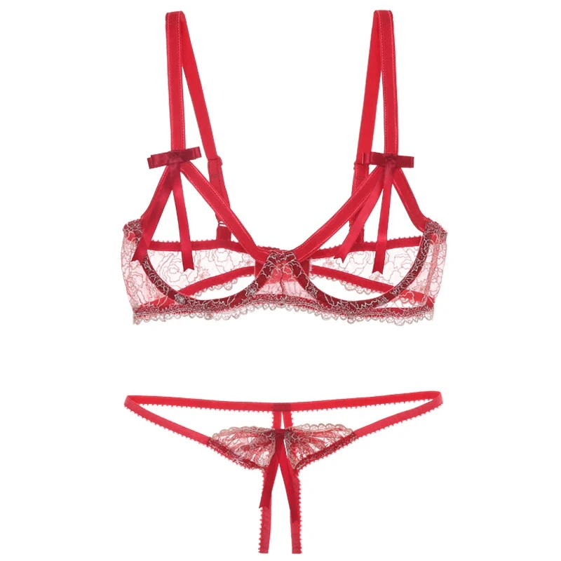 Sexy Bras For Women Sex Push Up sexy underwear lingerie Bralette Open Chest with Crotch Panties Bra Set for Valentine's |