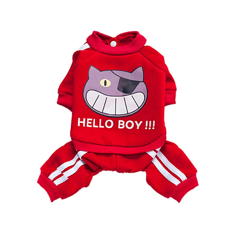 RD Дропшиппинг HELLO BOY! спортивные костюмы для питомцев, зимний теплый хлопковый комбинезон для собак, четыре ноги, зимняя одежда для собак 80919 - Цвет: RD