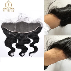 Невидимые HD Кружева Фронтальная волна тела бразильские волосы remy 13X4 высокой четкости Кружева Фронтальная Закрытие с волосами младенца предварительно сорвал