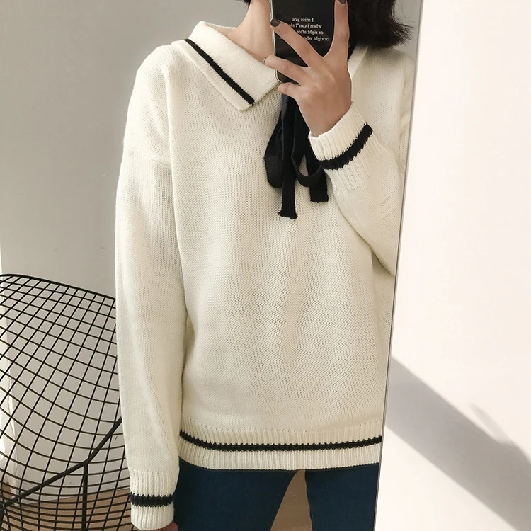 Women's Casual Sweaters Japanese Kawaii Korean Ulzzang Sweet Lace-up Sweater Female Harajuku Punk Cute Clothing For Women | Женская