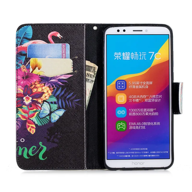 Чехол для Honor 7C Pro, чехол для Fundas huawei Y7 Prime, чехол для Fundas huawei Nova 2 Lite, чехол с рисунком, кошелек, подставка, чехол для телефона s