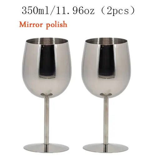 Mirror polish 2 шт 350 мл бокал для вина из нержавеющей стали готический бокал вечерние бокалы для питья на Хэллоуин бокал для вина в стиле панк es чашка для виски - Цвет: Mirror polish