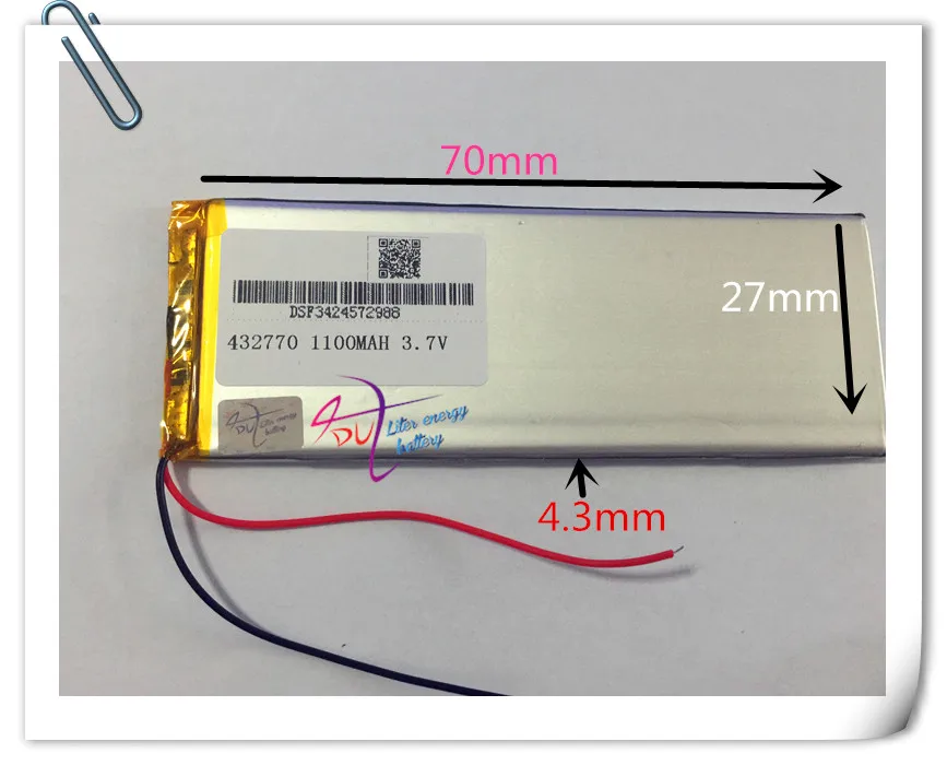 10 шт. 3.7 В 1100 мАч 432770 Литий-Полимерный Li-Po Аккумулятор Для DIY Mp3 MP4 MP5 PAD GPS PSP