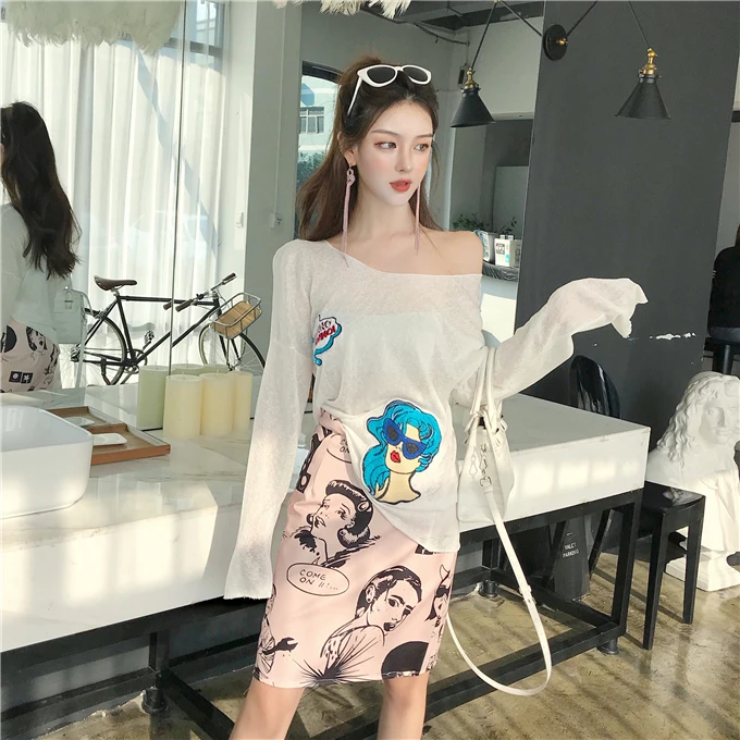 Lychee девушки сладкий письмо мультфильм печати Женщины розовая юбка с высокой