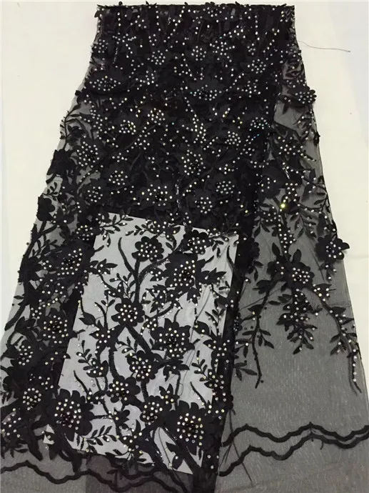 New african lace fabrics 5 yards french net with 3D Flower Stone embroidery nigerian wholesale for wedding party | Дом и сад