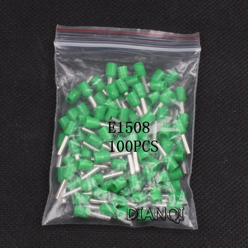 E1508 трубки Изоляционные изолированные клеммы 1.5MM2 100 шт./упак. кабель провода разъем изоляционные обжимной терминал разъем VE