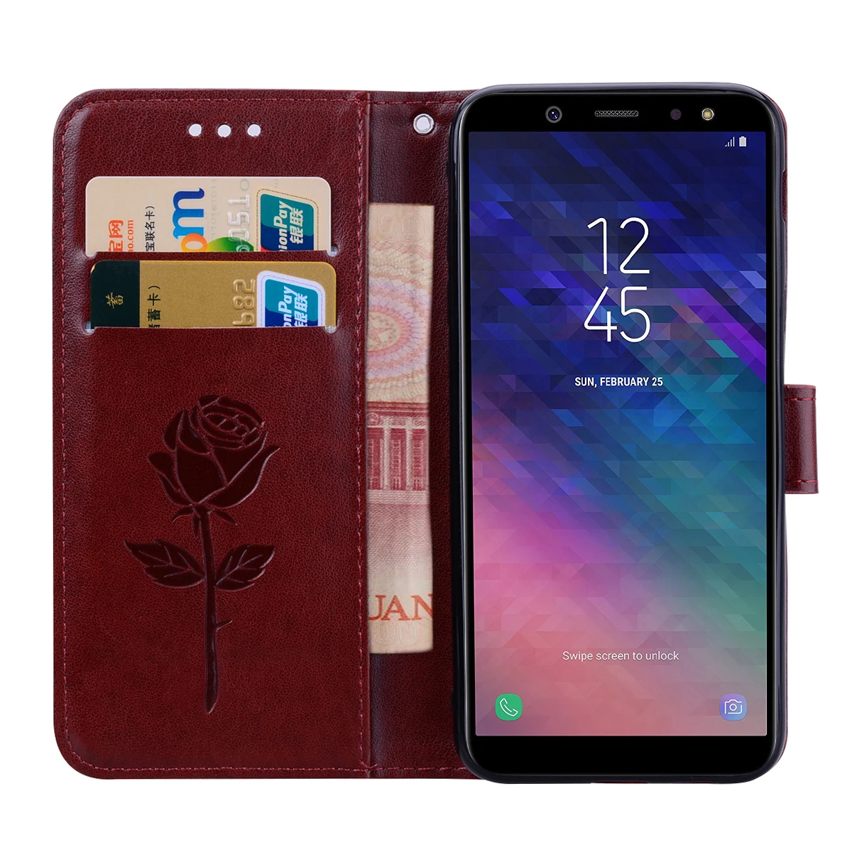 Чехол для телефона для samsung J4 J6 J8 J2 pro A6 A8 плюс A7 A750 A9 чехол s Роскошный кожаный чехол-книжка с откидной крышкой сумка чехол