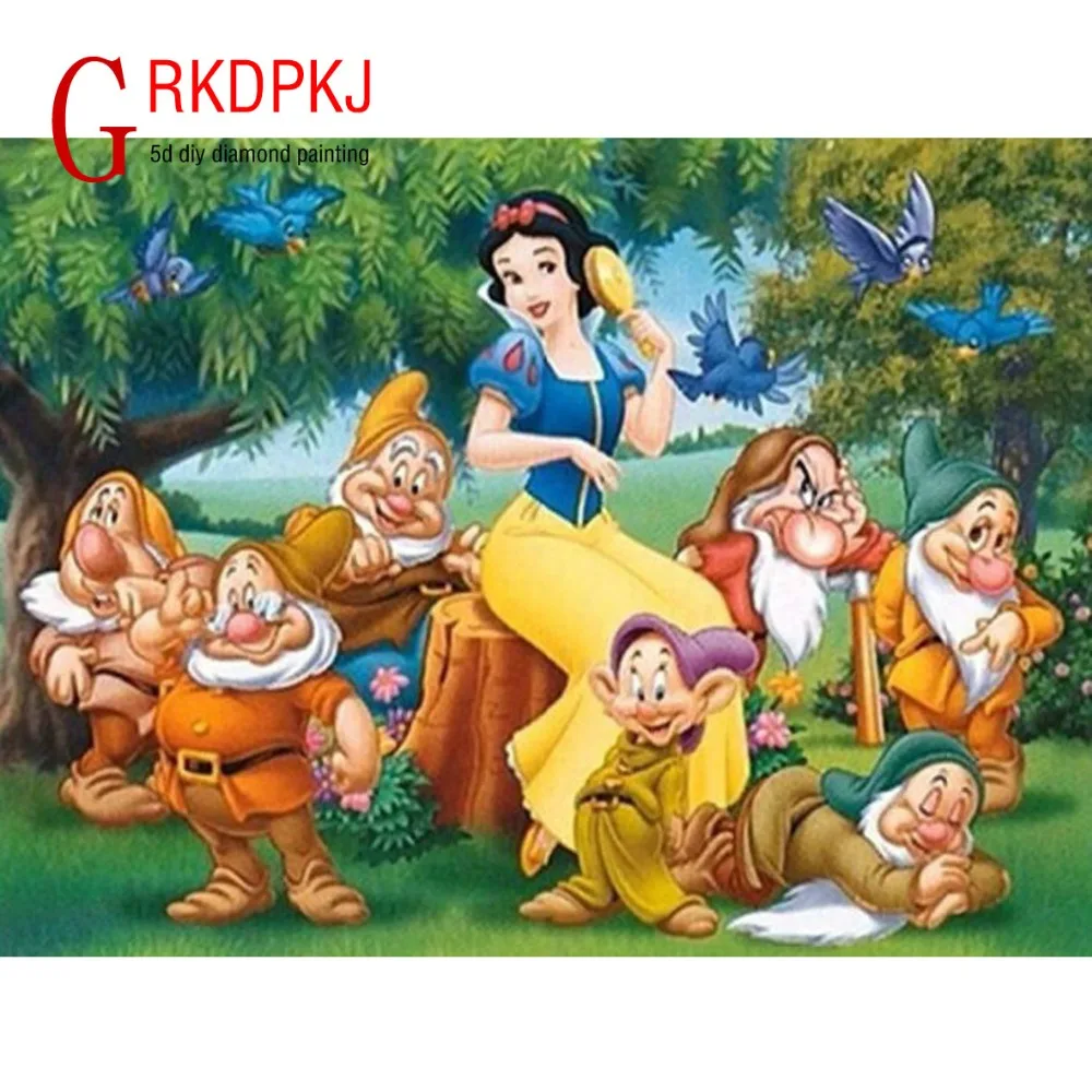 Полный квадратный 5D DIY Алмазная вышивка Сказочная картина крестиком Белоснежка