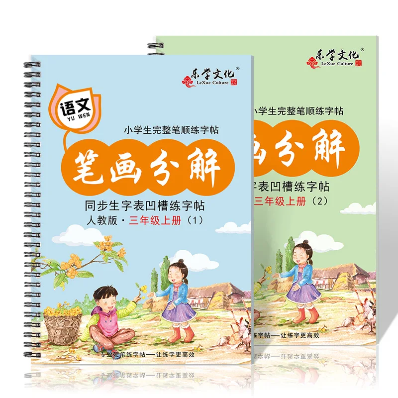 New 2pcs/set Pupils Third grader Chinese Order of Strokes Calligraphy Copybook Groove Copybook Writing for Beginner libros