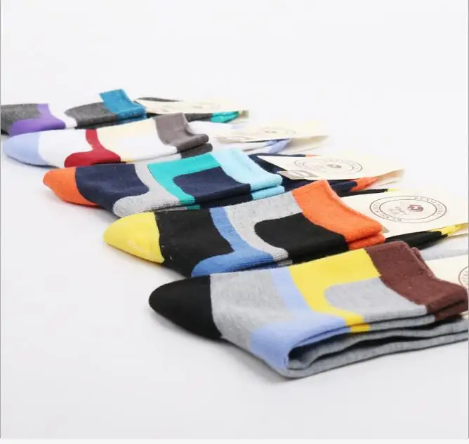 Оптовая (5 пар/партия) новые люди бороться цвет хлопка бизнес носки дышащая пот