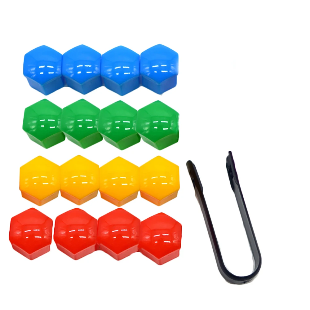 16pcs Mix color 20 шт. 17/19/21 мм колесные гайка с болтом головных уборов Глянцевая ABS автоматической Обрезки шин колеса для болтов и гаек болт Защита Крышки стайлинга автомобилей - Название цвета: 16pcs Mix color