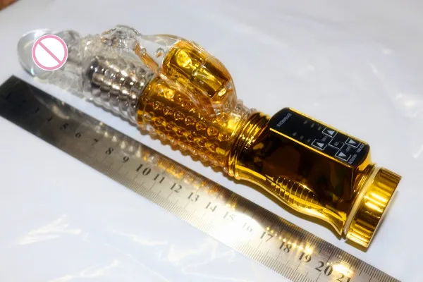 Gold Dildo 12 functions rabbit vibrator with clitoris stimulator and g-spot Rolling sex toy for women Drop shipping | Красота и