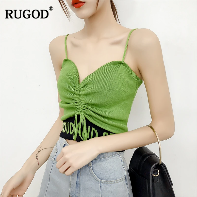 RUGOD 2019 новые летние женские массивные буквы трикотажные короткие сексуальные camis