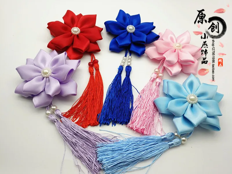 Японский винтажный ручной работы сакура красный/синий Гейша заколка для волос