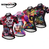 weimostar bike jersey womens cyling jerseys 2021 road mtb bicycle tops short sleeve maillot racing top shirts cycle red skull