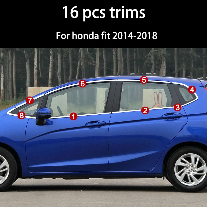 Lsrtw2017 304 нержавеющая сталь окна автомобиля планки для honda fit honda jazz 2008 2009 2010 2011 2012 2013