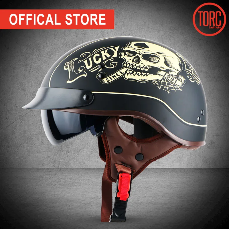 

TORC T55 vintage motorcycle helmet vintage summer half helmet with inner visor jet retro capacete casque moto DOT
