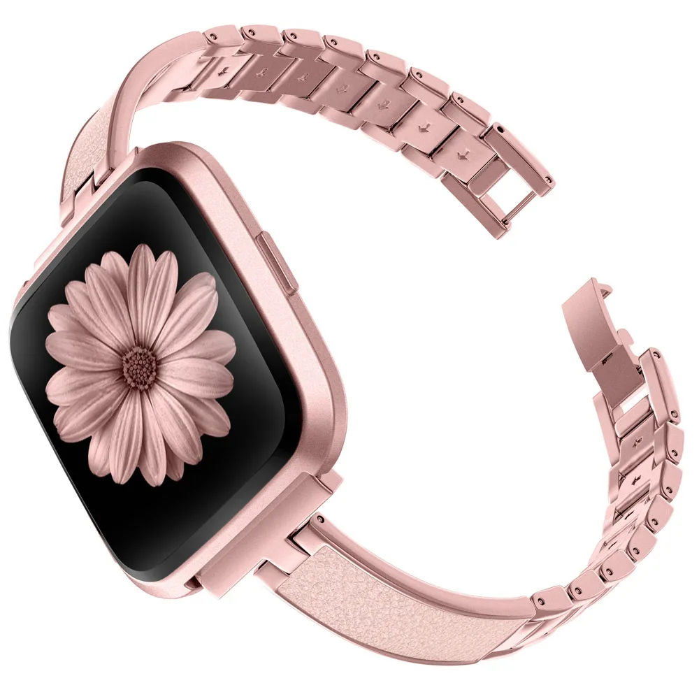 RGoldPK Металлический браслет из нержавеющей стали, ремешок для Fitbit Versa, женский тонкий ремешок, сменные браслеты для Versa Lite, специальное издание - Цвет ремешка: RGoldPK