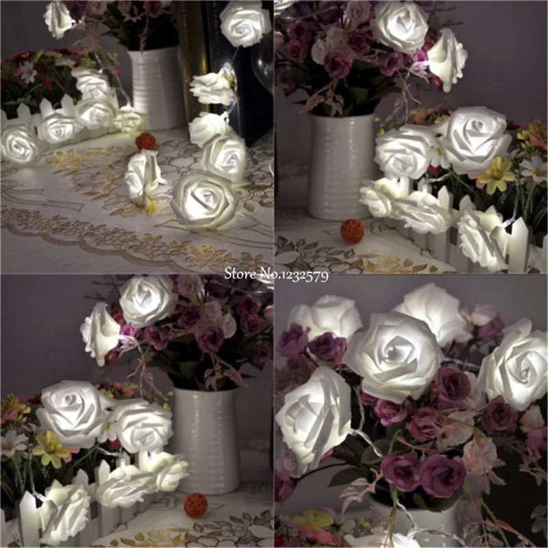 40 светодиодных гирлянд на батарейках с розовым цветком романтическая свадебная