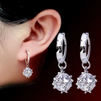 30 silver plated fashion shiny square crystal ladies stud earrings jewelry anti allergy wholesale female gift