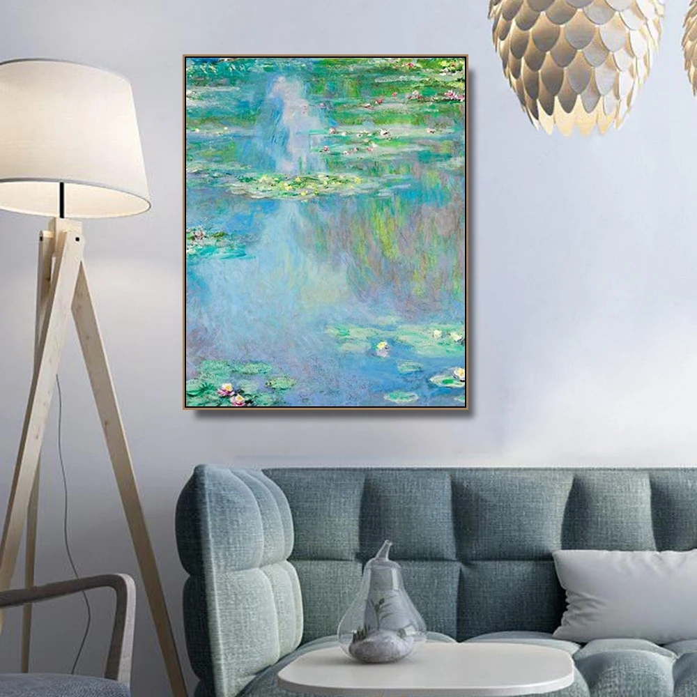 Laeacco холщовая картина с каллиграфией HD Monet водяной лилии плакаты и принты