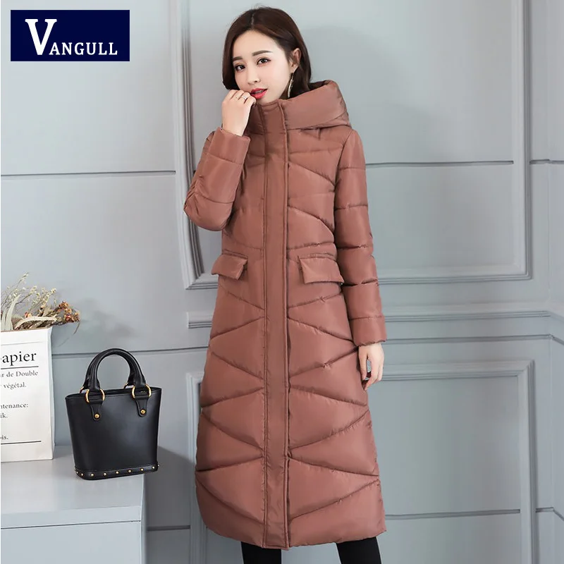 Vangull Новинка размера плюс 3XL парки Модные женские зимние пальто длинные тонкие