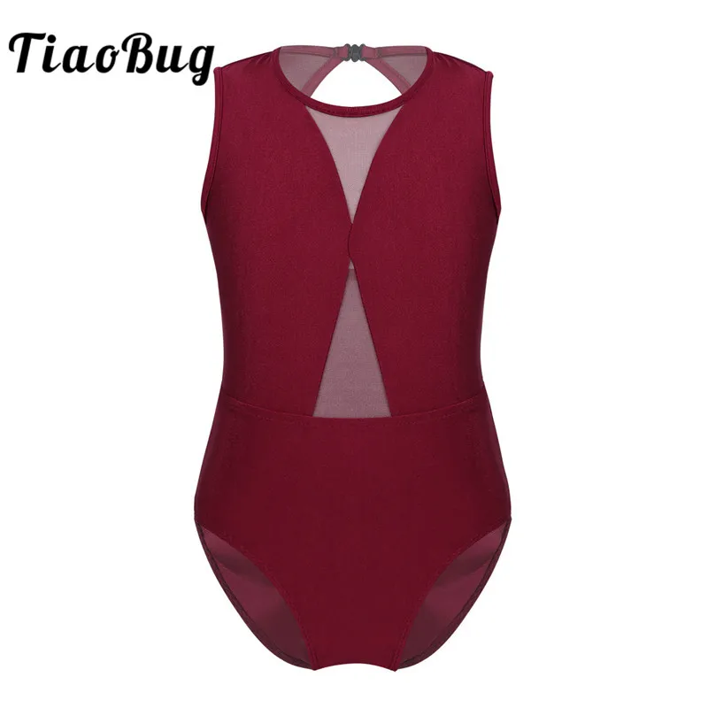 Детское Спортивное Боди без рукавов TiaoBug с сетчатыми вставками танцевальное боди