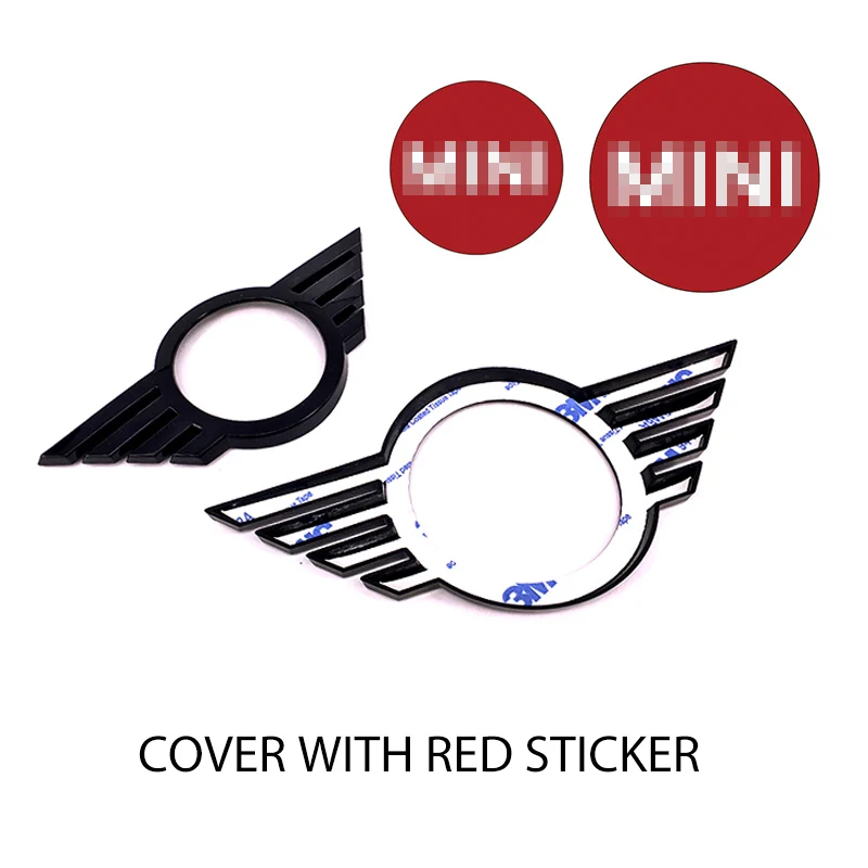 COVER WITH RED Фирменная Новинка ABS Материал черный Цвет крышка с эмблемой для LCI Facelift mini cooper F56 F55 F54 F60 F57(2 шт./компл - Название цвета: COVER WITH RED