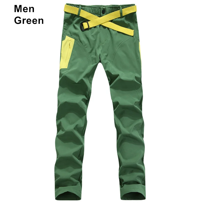 Men Green RAY GRACE мужские быстросохнущие походные брюки для спорта на открытом воздухе, дышащие, для кемпинга, ультралегкие, эластичные, для походов, рыбалки, женские брюки - Цвет: Men Green