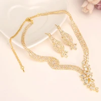 fashion full crystal wedding bridal jewelry sets gold color rhinestone wedding jewelry necklace sets for women girls party gift
