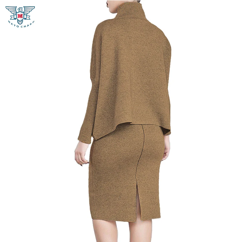 Женский трикотажный комплект из 2 предметов топ и юбка офисное платье с