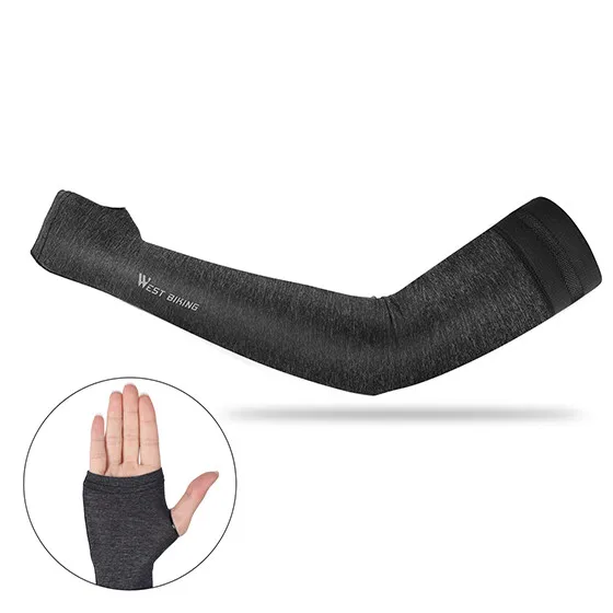 Gray Finger Holes WEST BIKING, летние велосипедные нарукавники Manguito de Bicicleta Ciclismo, нарукавники, нарукавники для велосипеда, нарукавники для мужчин и женщин - Цвет: Gray Finger Holes