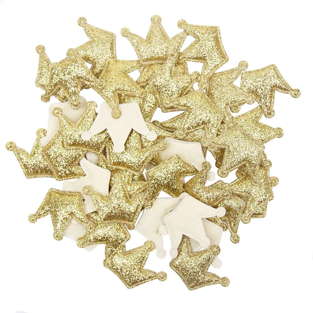 100pcs crown 100 шт./пакет блестящие нашивки Корона кролик сердце узор милый патч одежда шитье тканевые накладки для одежды одежда декоративная - Цвет: 100pcs crown