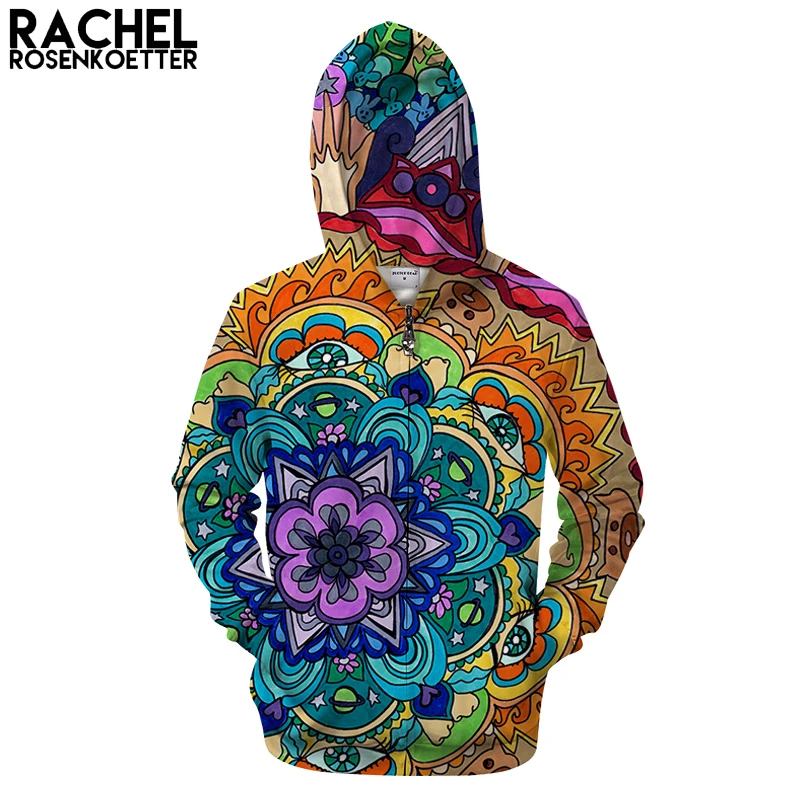 Мужская толстовка на молнии Microcosm Mandala от Rachel RosenkoetterArt с 3D рисунком спортивный