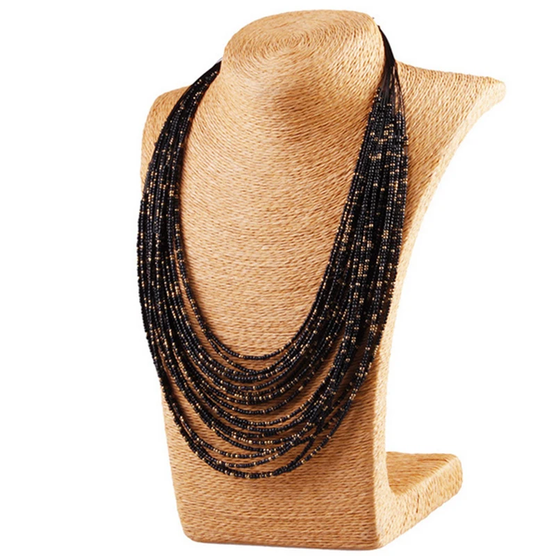 Women Bohemian Style Long Bohe Necklace Handmade Beads Chainbone Chain Vintage Ethnic Accessories Jewelry Gift | Украшения и