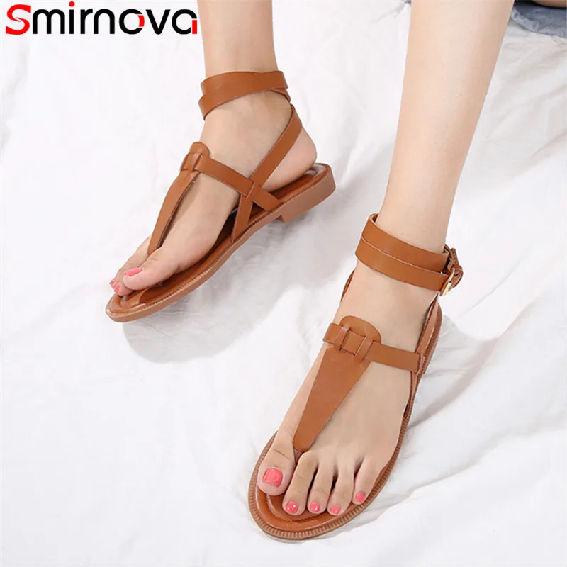 

Smirnova 2020 new arrival women sandals solid colors summer shoes buckle simple flip flops comfortable casual flat shoes woman