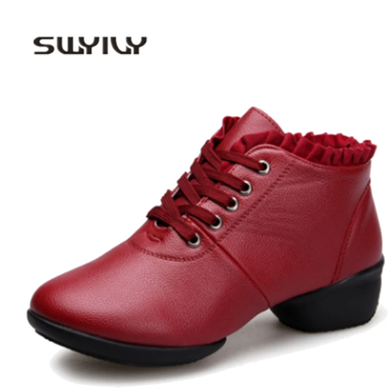 Осенняя обувь SWYIVY женские кроссовки на платформе 2019 черные теплые танцевальные