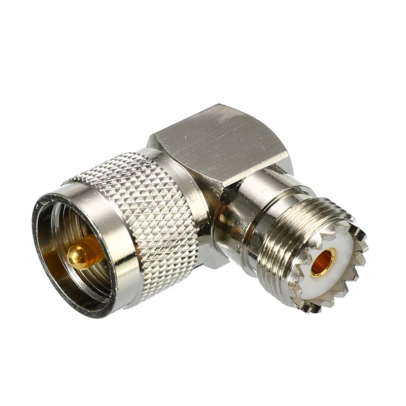UHF PL-259 Male Plug to SO-239 Female Right Angle 90 Degree RF Adapter Connector |