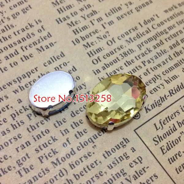 

Jonquil Yellow Color Sew On Crystal Oval Fancy Stone With Metal Claw Settingm8x10m,10x14mm,13x18mm,18x25mm,20x30mm