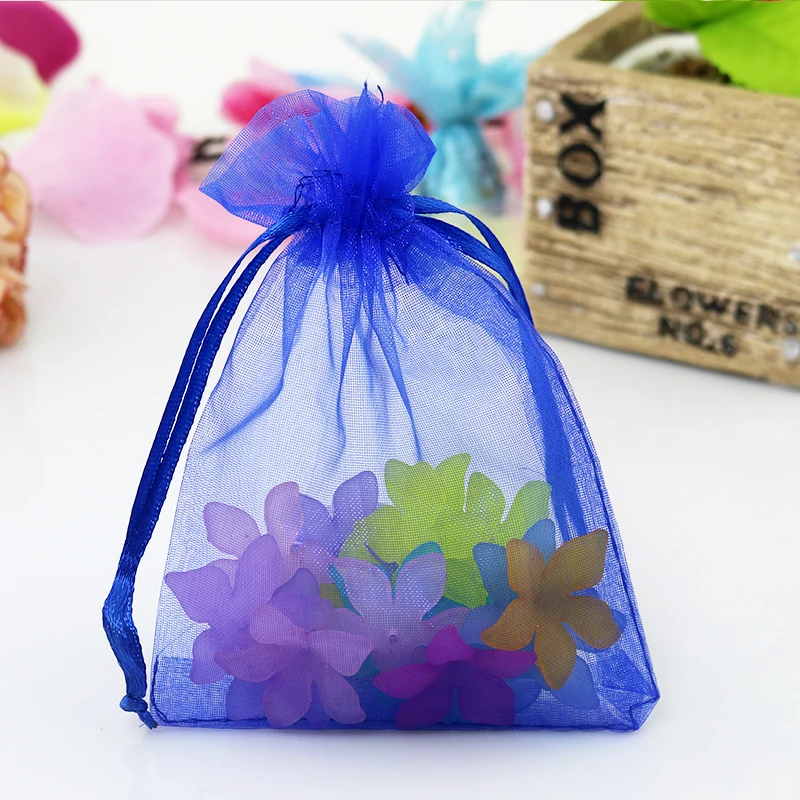 

100pcs/lot 9x12cm Royal Blue Organza Bag Cute Charms Jewelry Packaging Bags Small Wedding Gift Bag Packages Saquinho De Organza