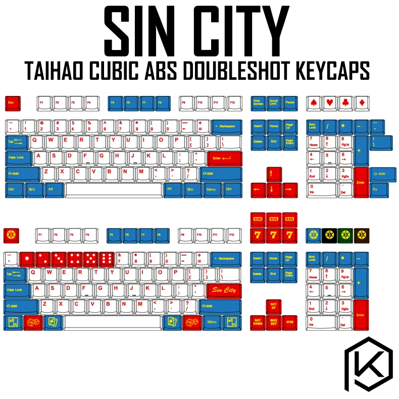Taihao cubic abs doubleshot keycaps для diy игр механическая клавиатура цвет города Син белый