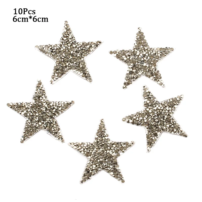6cm jet hematite 10 4 см, 6 см, 8 см термостразы в форме звезды, со стразами Смешанные Вышитые термоклейкая Заплата Для нашивка для одежды паста для одежды брюки обувь - Цвет: 6cm jet hematite 10