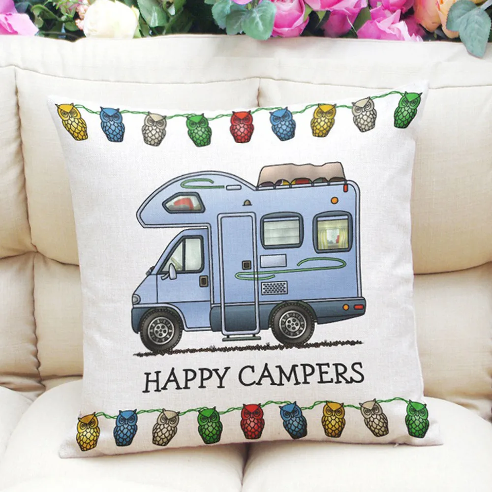 Ouneed декоративные наволочки happy campers наволочка диван талии Бросок Чехлы Home Decor