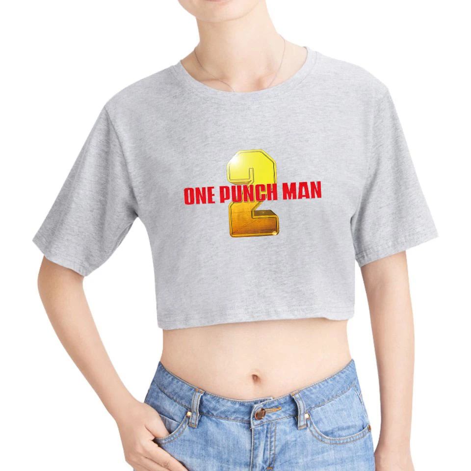 Женский укороченный топ с принтом One Punch Man 2 2D сезона летние футболки короткими