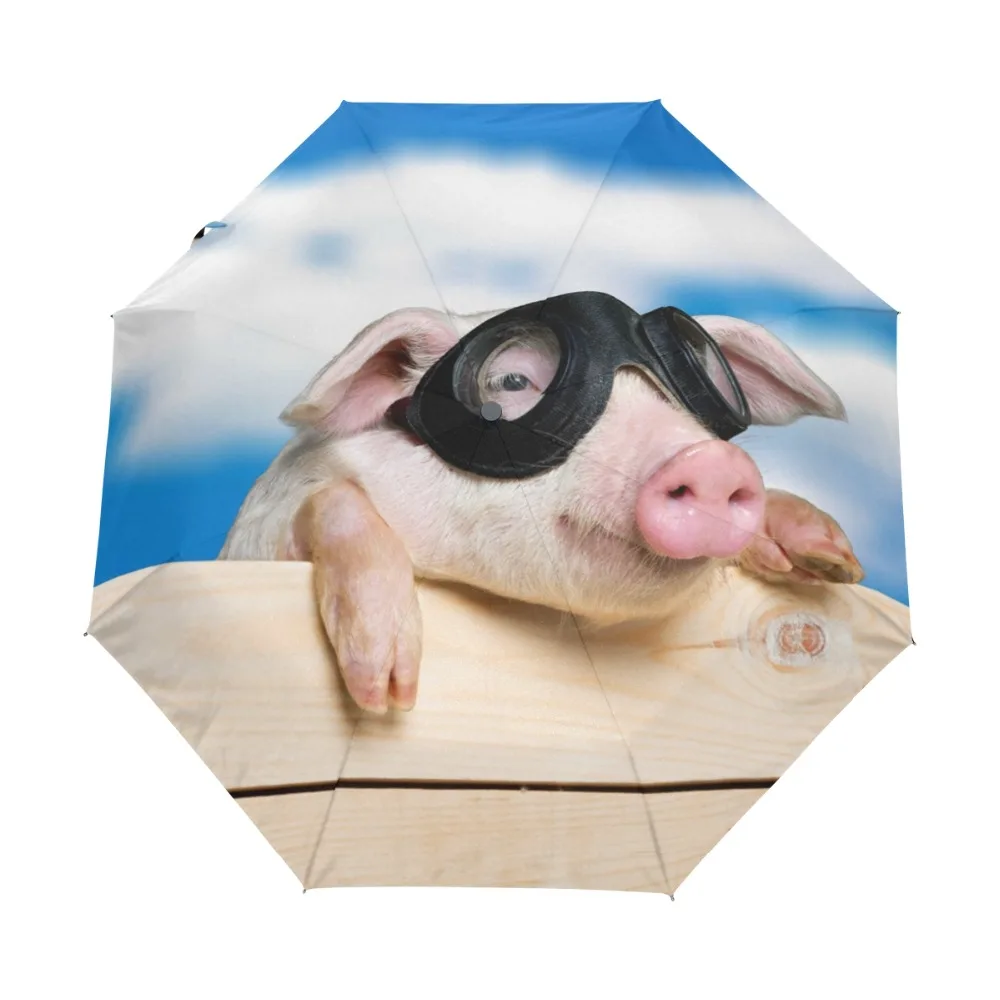 

Creative Flying Pig Umbrella Automatic Women Rain Umbrellas Folding Compact Men Umbrella