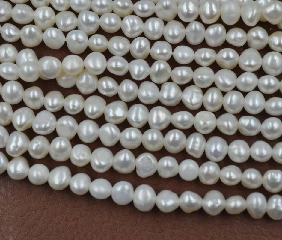 Оптовая продажа 10 жильный белый пресноводный жемчуг барокко 4 5 мм|freshwater pearl|baroque